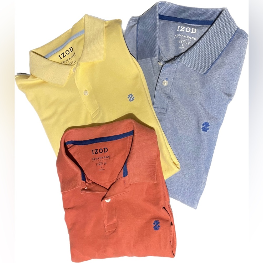 LOT OF 3 Izod advantage polos ALL SIZE LARGE EUC/like new
